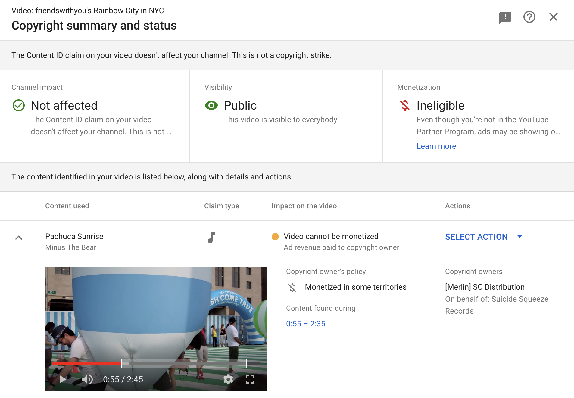 YouTube Studio Copyright Claims