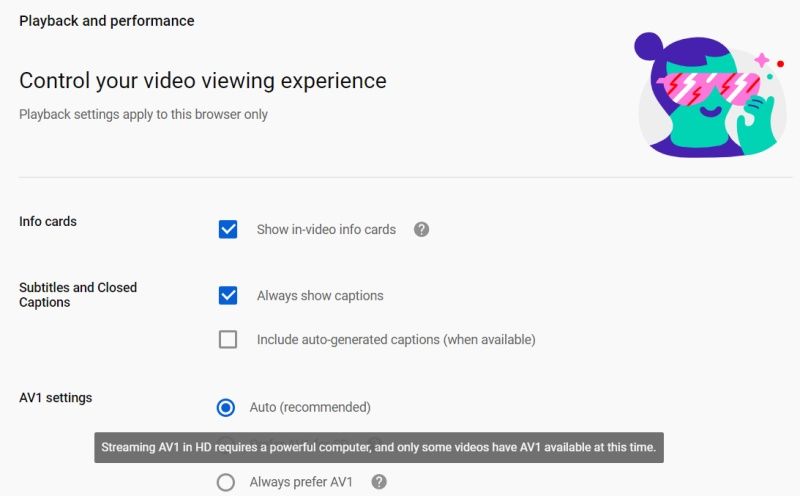 YouTube setting