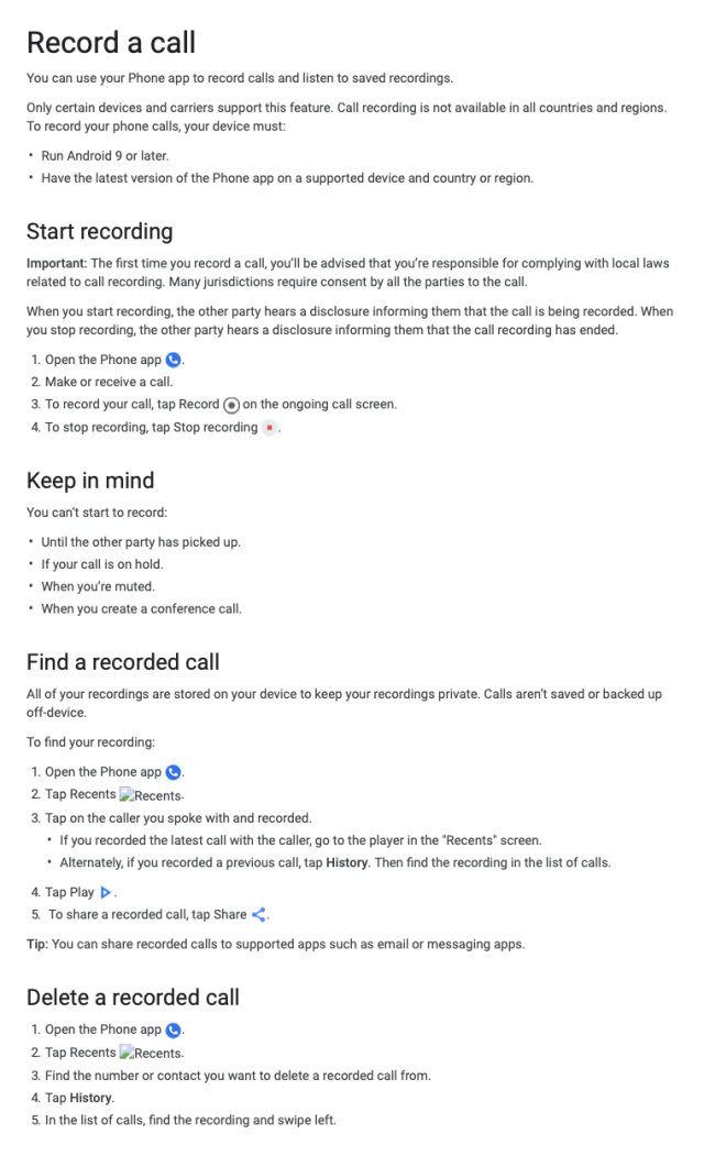 Google Call Recording