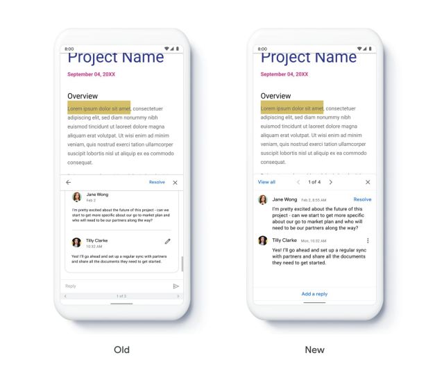Comments on the mobile Google Docs app