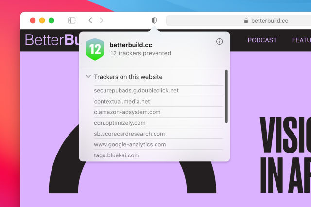 macOS Big Sur Safari Privacy Center